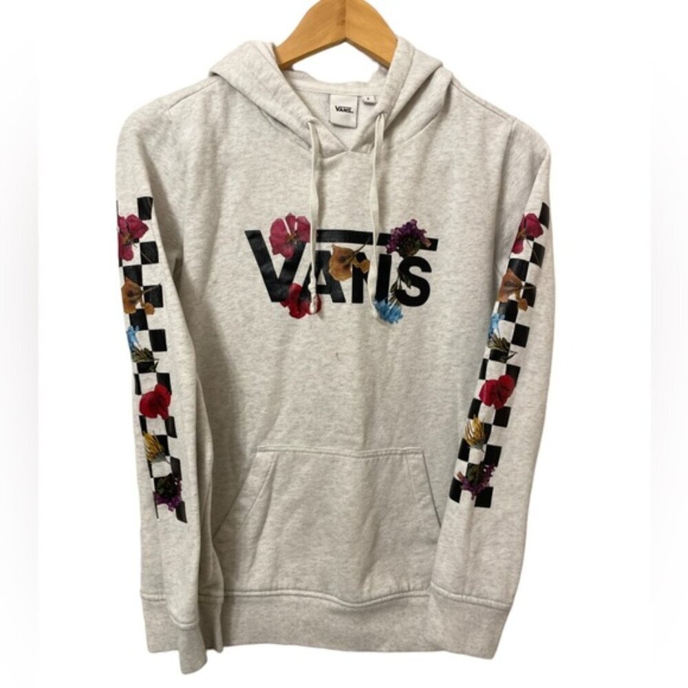 VANS tangled pressed floral checker hoodie pullover Small